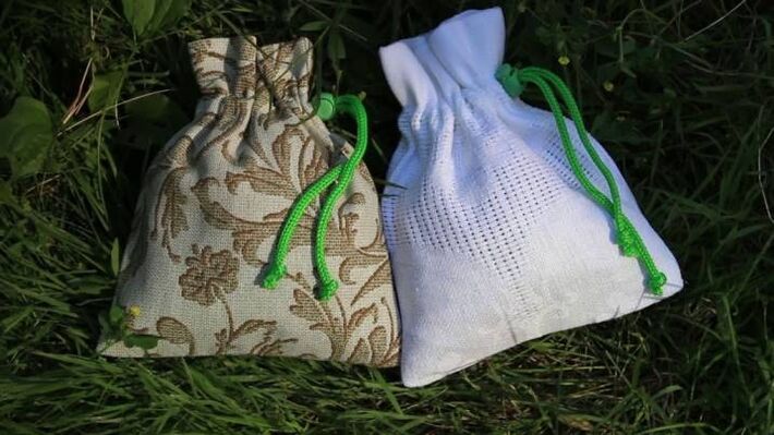 Homemade bags with herbs and stones that attract business success
